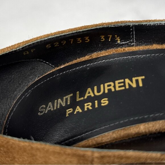 Saint Laurent Zoe 105 Suede Pointed Toe Stiletto Heel Pump Brown - Picture 9 of 13